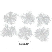 yulier Christmas Snowflakes Ornaments Christmas Tree Decorations Plastic White Snowflakes Hanging Pendant Christmas Indoor Outdoor Winter Decor, 6 Pcs, 6cm/2.36"