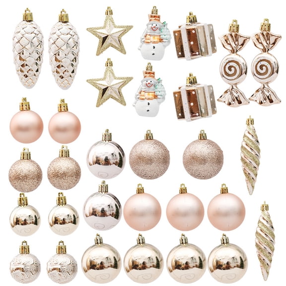 yulier Christmas Tree Ornaments Set, Christmas Tree Decorations, Plastic Christmas Ball/Star/Candy/Pinecone/Snowman/Gift Box Hanging Pendant for Holiday Party Home Decor