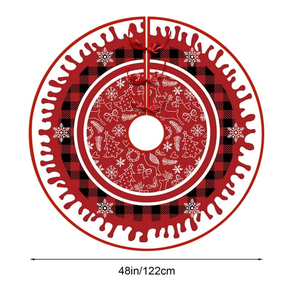 yulier Christmas Tree Skirt, Christmas Tree Decorations, Red Xmas Tree Skirt with White Snowflake Printed, Christmas Tree Mat for Indoor Home Holiday Party Christmas Decorations, 48 inch