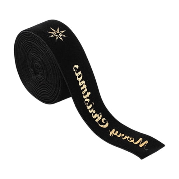 yulier Christmas Wired Ribbons, Christmas Gifts Wrapping Ribbons, Glitter Merry Christmas Ribbons for Xmas Party Wreaths Bows Christmas Tree Decorations, 0.98 Inch x 2.19 Yards, Black