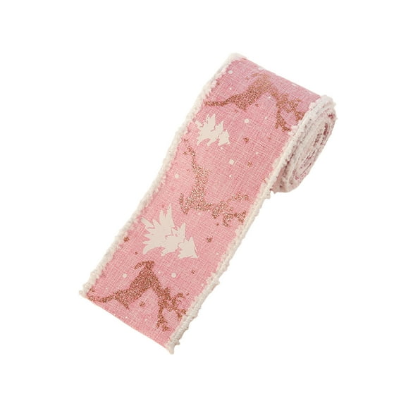 yulier Christmas Wired Ribbons, Christmas Tree Reindeer Print Ribbon for Xmas Party Gift Wrapping, Wreaths, Bows, Christmas Tree Decorations, 2.36 Inch x 2.19 Yards