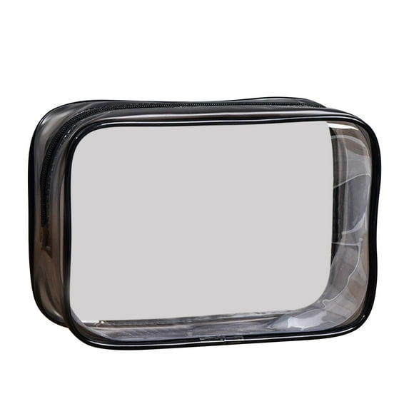 yulier Clear Toiletry Bag, Waterproof PVC Toiletry Bag for Women Men, Large Capacity Makeup Bag Cosmetic Bag, Travel Organizer, Portable Makeup Pouch with Zipper, Black