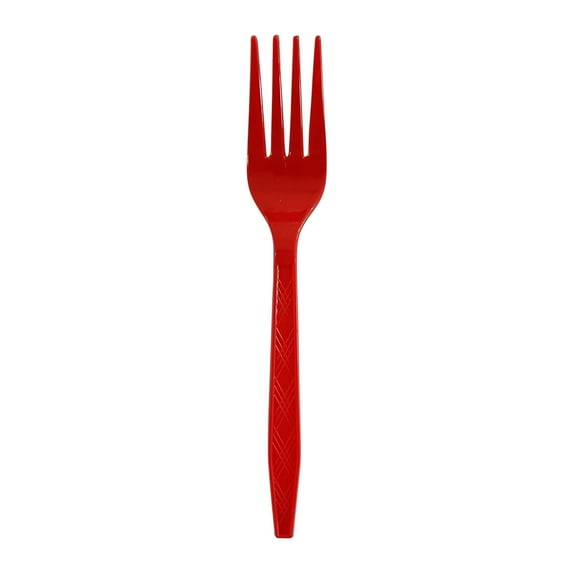 yulier 20 Pcs Red Plastic Forks Silverware Christmas New Year Theme Party Tableware Disposable Merry Christmas Party Supplies Dinnerware