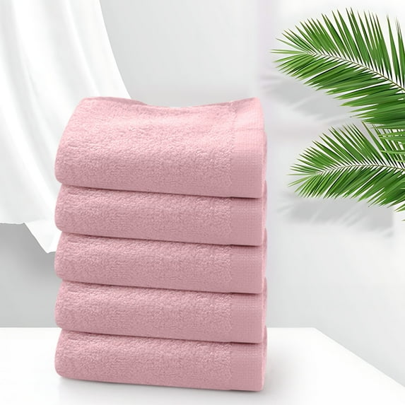 yulier 5 Pcs Hand Towels for Bathroom, Solid Color Face Towels Washcloths Small Bath Towels, Soft Absorbent Quick Dry Towels for Shower Kitchen Pool Hotel Gym, 12" x 24", Pink