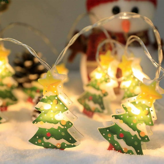yulier Christmas Tree String Lights Battery Operated 9.8ft 20 LED Christmas Tree Fairy String Lights Christmas Decorations Xmas Party Decor Indoor Outdoor