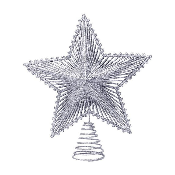yulier Christmas Tree Topper Glitter Hollow Star Treetop Topper Christmas Tree Decorations Holiday Xmas Party Tree Decor 9" x 8" Silver