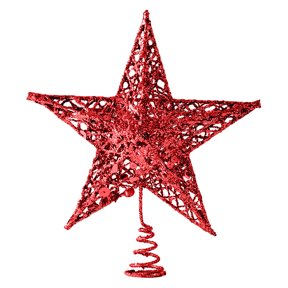 yulier Christmas Tree Topper Large Iron Glitter Hollow Star Treetop Topper Christmas Tree Decorations Holiday Xmas Party Tree Decor 12" x 10" Red