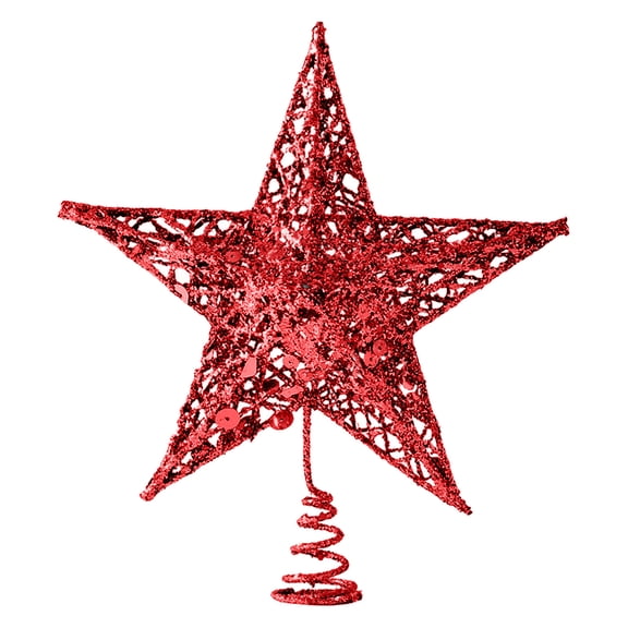 yulier Christmas Tree Topper Large Iron Glitter Hollow Star Treetop Topper Christmas Tree Decorations Holiday Xmas Party Tree Decor 12" x 10" Red