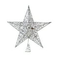 thumbnail image 1 of yulier Christmas Tree Topper Large Iron Glitter Hollow Star Treetop Topper Christmas Tree Decorations Holiday Xmas Party Tree Decor 12" x 10" Silver, 1 of 6
