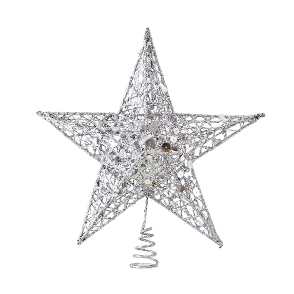 yulier Christmas Tree Topper Large Iron Glitter Hollow Star Treetop Topper Christmas Tree Decorations Holiday Xmas Party Tree Decor 12" x 10" Silver