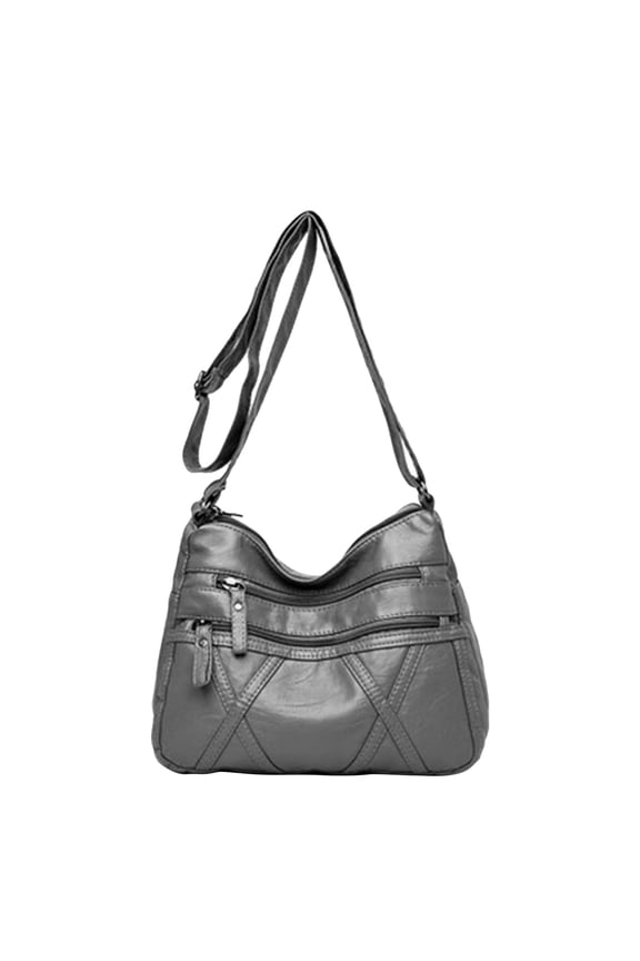 Soft Leather Shoulder Bag Casual Crossbody Bags for Women, Ladies' Large Capacity Multi Pocket Wallet Purse Handbag, Gifts for Mom Women, Gray
