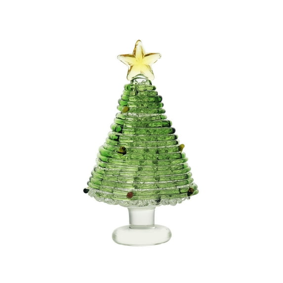 yulier Crystal Glass Mini Christmas Tree Christmas Decorations Small Tabletop Christmas Tree Figurine with Star Topper Christmas Party Gifts