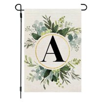 yulier Monogram Letter Garden Flag Double Sided Outside, House Yard Patio Outdoor Decoration Garden Flags, Family Last Name Initial Floral Welcome Sign, 12x18 Inch