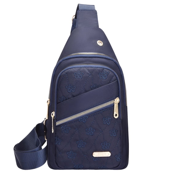 yulier Small Sling Bag for Women, Trendy Floral Crossbody Sling Backpack Chest Bag for Female, Multiple Pockets Daypack for Travel Outdoor (Blue)