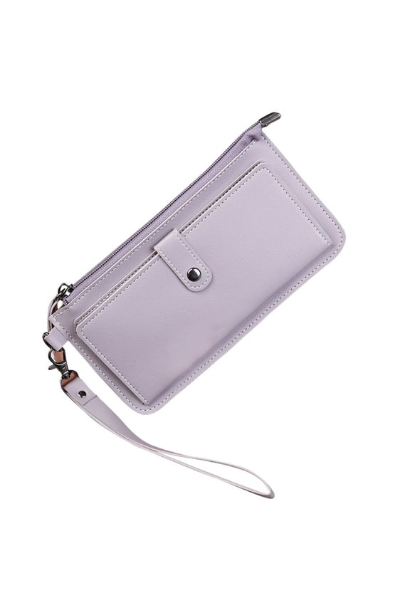 yulier Womens Wallet Slim Bifold Wallet with Zipper Closure and Multiple Card Slots, Long Credit Card Holder, Ladies Clutch Wristlet Purse (Purple)