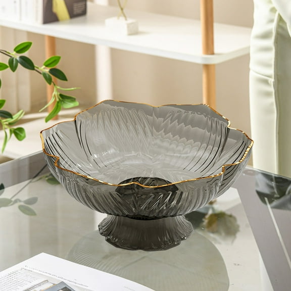 yulier Countertop Fruit Bowl with Draining Holes, Decorative Fruit Basket Fruit Tray Table Centerpiece Fruit Snack Candy Serving Tray Plastic Plate for Kitchen Living Room Dining Room