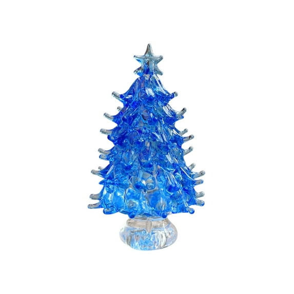yulier Crystal Christmas Tree Figurine, Mini Artificial Glass Xmas Tree, Tabletop Christmas Tree Ornaments, Home Office Table Centerpieces, Xmas Gifts, 2.36" x 1.57", Blue