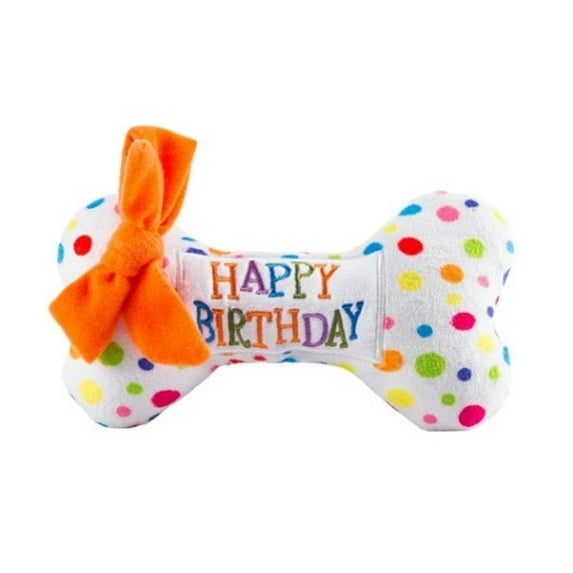 yulier Dog Birthday Toy, Squeaky Dog Toys, Dog Birthday Cake Bone Gift Plush Toy, Dog Chew Toys with Soft Fabric, Puppy Toys Pet Toys for Small, Medium, and Large Dogs
