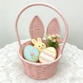 thumbnail image 1 of yulier Easter Bunny Basket, Imitation Wicker Rattan Woven Easter Storage Basket with Cute Rabbit Ears and Handle, Easter Decorations Easter Eggs Gift Basket, Pink, 1 of 6