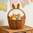 thumbnail image 1 of yulier Easter Bunny Basket, Imitation Wicker Rattan Woven Easter Storage Basket with Cute Rabbit Ears and Handle, Easter Decorations Easter Eggs Gift Basket, 1 of 8