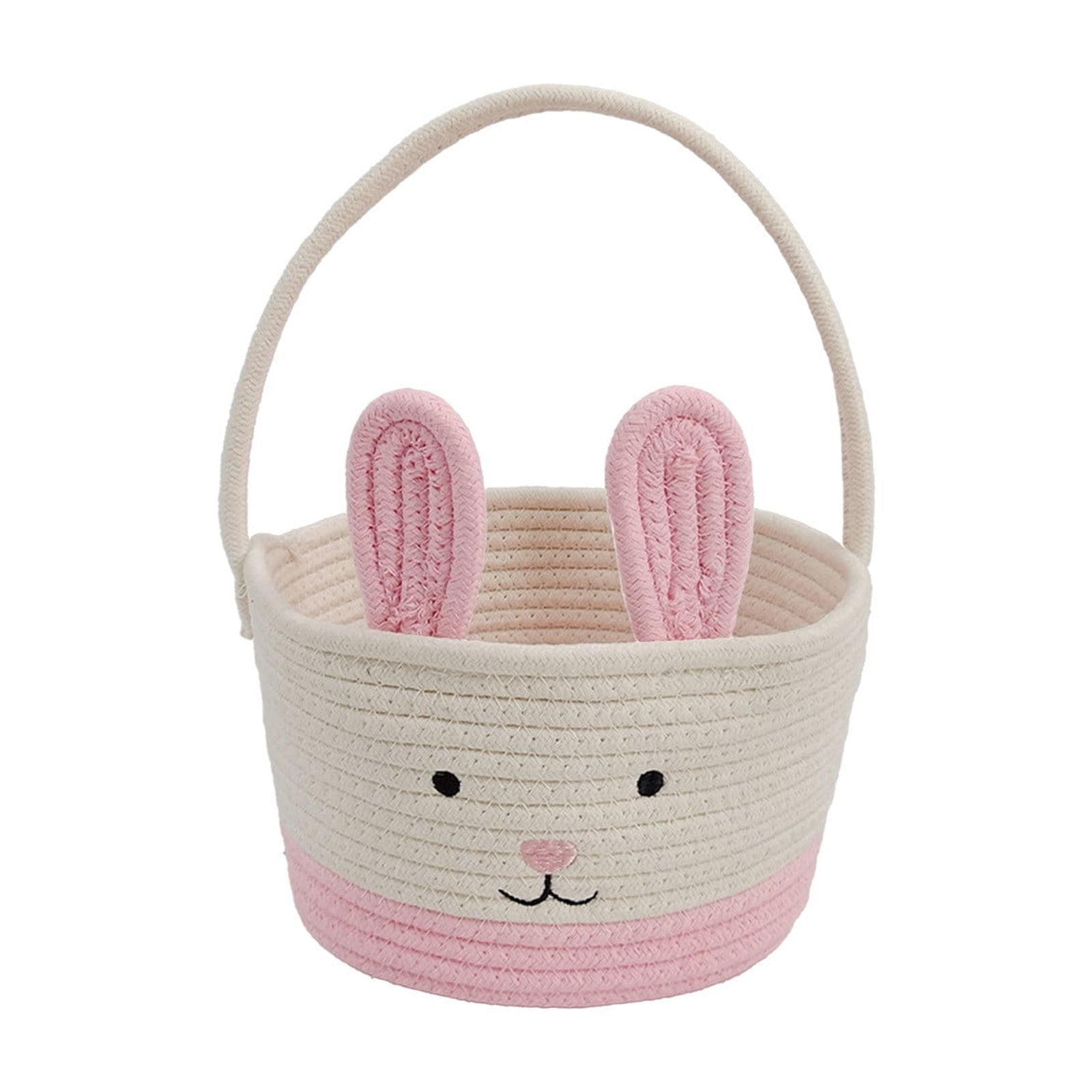 yulier Easter Bunny Basket, Woven Cotton Rope Storage Basket with ...
