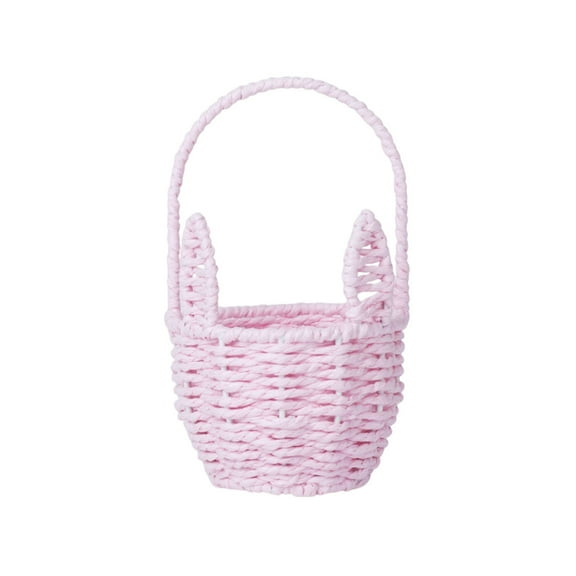 yulier Easter Bunny Basket, Woven Storage Basket with Long Rabbit Ears, Cute Easter Gift Basket for Kids Boys Girls, Easter Decorations Eggs Storage Basket with Handle
