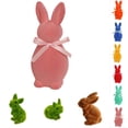 thumbnail image 1 of yulier Easter Decorations Flocked Bunny Figurines with Bow Tie, Cute Rabbit Tabletop Ornaments for Spring Home Office Table Decor Holiday Table Centerpiece, 1 of 6