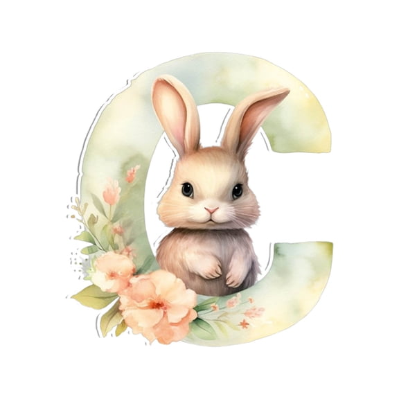 yulier Easter Initial Ornaments, Personalized Letters Bunny Easter Ornaments for Tree, Acrylic Rabbit Initial Hanging Pendant Easter Decorations Easter Gifts for Kids