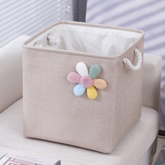 yulier Fabric Storage Basket, Closet Storage Bins with Soft Rope Handles, Foldable Storage Basket for Shelves, 13 Inch Storage Cubes for Living Room Bedroom Nursery Dorm