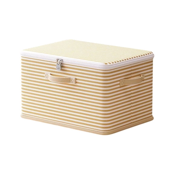 yulier Fabric Storage Box with Lock, Large Foldable Storage Bin Organizer with Zipper Lid and Handles for Home Bedroom Closet Office Dorm, Lockable Storage Basket for Clothes Toys, 20"x13.8"x11.8"