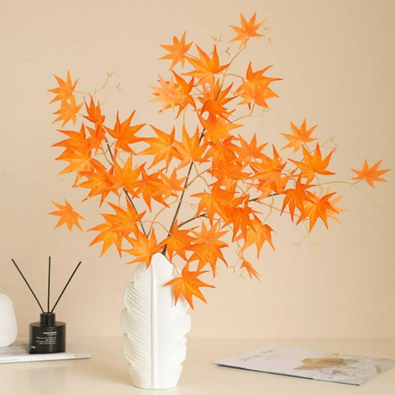 yulier Fall Decor Artificial Silk Maple Leaves Branches Thanksgiving Decorations Fake Fall Leaves Stems Faux Silk Foliage for Home Kitchen Table Centerpieces Festival Decor