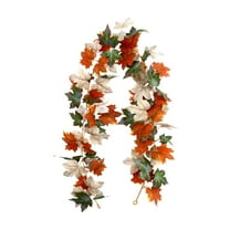 yulier Fall Maple Leaves Garland Fall Decor, 68.9 Inch Artificial Maple Leaf Fall Garland, Fall Decorations for Home, Hanging Fall Leaves Vines Garland for Thanksgiving Party Fireplace Decor