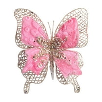 yulier Glitter Sequins Christmas Butterfly Ornaments with Clip, 3D Hollow Artificial Butterfly Christmas Tree Ornaments Wedding Xmas Party Wreath Garland Decor, 8.27" x 7.09"