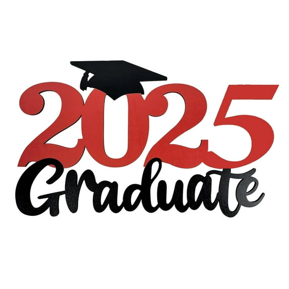 yulier Graduation Decorations 2025 Graduate Wooden Sign Class of 2025 Wood Hanging Sign Wall Door Decor Graduation Party Supplies, 12"x7", Red
