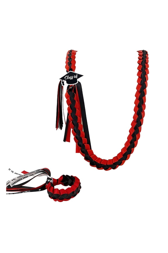Graduation Leis and Bracelet Set, Double Braided Necklace and Bracelet, Graduation Ribbon Leis with Bracelet, Graduation Gifts for Men Women