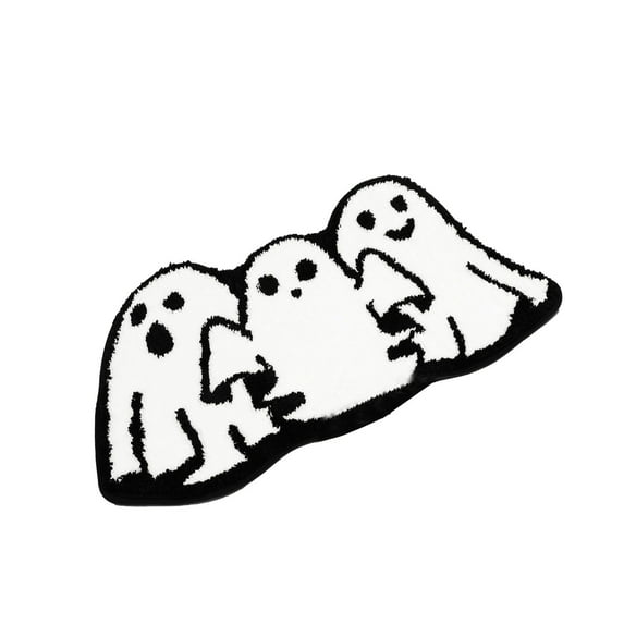 yulier Halloween Ghost Bathroom Rug, Cute Ghost Floor Mat Black Gothic Decor, Small Area Rug for Living Room Bedroom Kitchen, Soft Non-Slip Bath Mat for Bathtub, 39x24 Inches