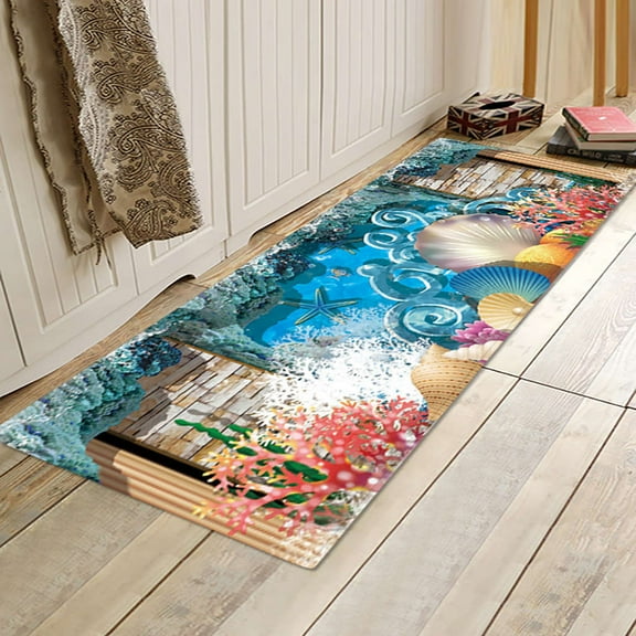 yulier Hallway Runner Rug 15.7" x 47.2" Washable Kitchen Runner Rug Non Slip Laundry Runner Rug Area Rug Long Door Mat Indoor Entrance Floor Mat Carpet for Entryway Bathroom Living Room