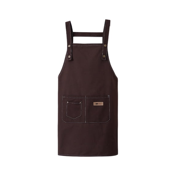 yulier Kitchen Apron, Waterproof Oil-Resistant Cotton Canvas Cooking Apron for Women Men, Chef Apron with Pockets, Adjustable Ties Bib Apron for Baking Cleaning
