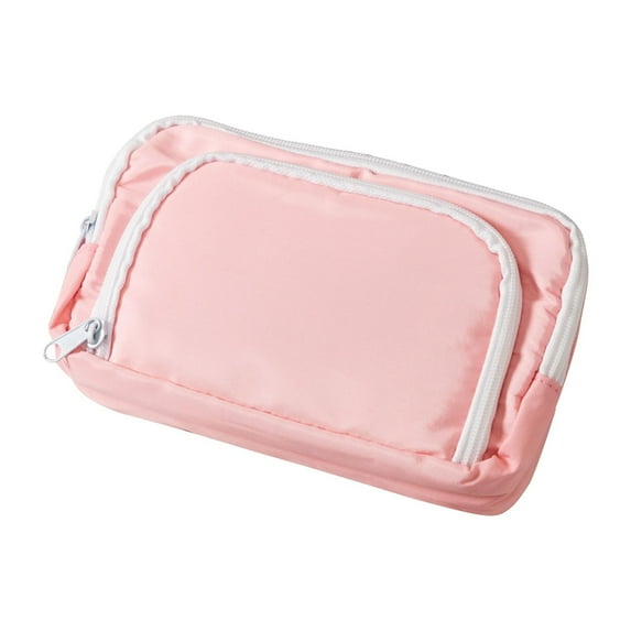 yulier Large Capacity Pencil Case 3 Compartment Pencil Pouch Wide Opening, Stationery Pen Bag with Zipper Office Supplies, Pink