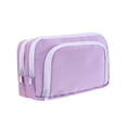 thumbnail image 1 of yulier Large Capacity Pencil Case 3 Compartment Pencil Pouch Wide Opening, Stationery Pen Bag with Zipper Office Supplies, Purple, 1 of 7