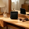 thumbnail image 1 of yulier Leather Squeeze Coin Purse Change Holder for Men Women, Small Makeup Bag for Purse, Mini Portable Storage Pouch for Charging Cables, Earbuds, Lipsticks - 4.7"x4.5", Black, 1 of 6