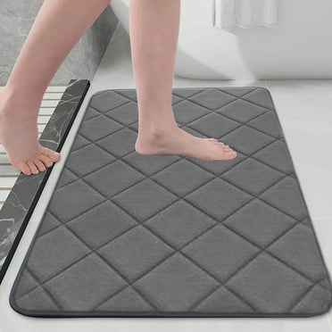 yulier Memory Foam Bath Mat 24"x16" Ultra Soft Non Slip and Absorbent Bathroom Rug, Machine Washable Bath Rug Carpet for Bathroom Floor, Tub and Shower, Dark Gray