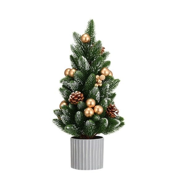 yulier Mini Christmas Tree, Tabletop Christmas Tree, Small Artificial Xmas Tree with Pinecones and Berries, Desktop Xmas Tree Ornament, Christmas Decorations for Indoor Home Office, 14.57 Inch