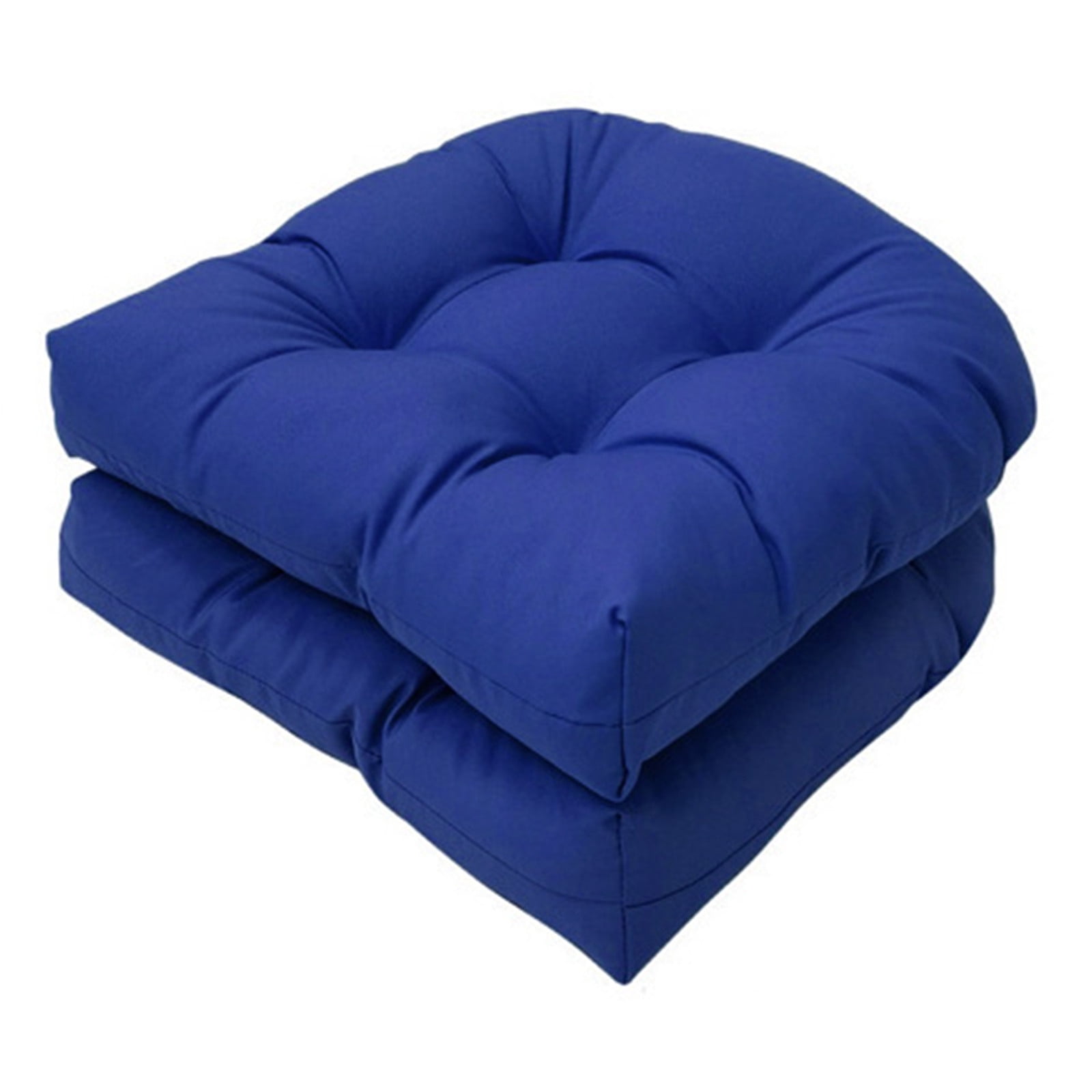 yulier Outdoor Chair Cushions Set of 2, Patio Chair Cushions with Ties, Waterproof Tufted Outdoor Seat Cushions, Patio Furniture Cushions, Memory Foam Rocking Chair Cushion, 19"x19" Blue