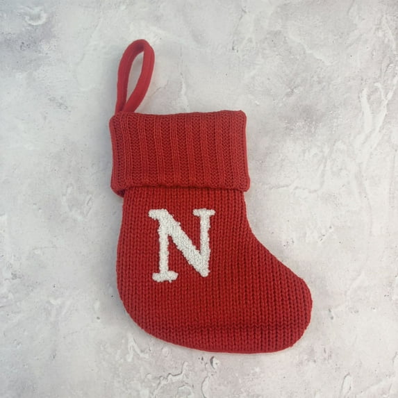 yulier Personalized 26 Letters Christmas Stockings, Red Knitted Woolen Xmas Stocking, Initial Monogram Embroidered Christmas Stocking Decorations Christmas Gifts for Kids