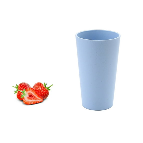 yulier Plastic Cups Wheat Straw Drinking Cup Lightweight Reusable Drinking Glasses, Toothbrush Cup for Bathroom, Toothbrush Holder Mouthwash Cup Bathroom Tumbler Cup, 500ml, Blue