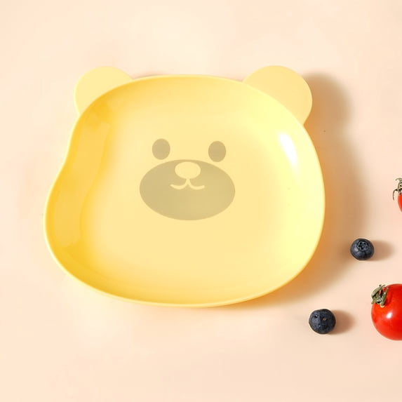 yulier Plastic Plates for Kids, Bear Shaped Dinner Plates, Cute Bear Plate, Reusable Fruit Plate Snack Plate Dessert Plate Party Supplies, Dishwasher and Microwave Safe, 5.79"x5.47"