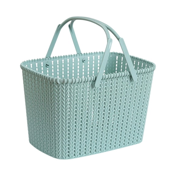 yulier Plastic Storage Basket with Handle, Portable Shower Caddy Tote Organizer Basket Bin for Bathroom Kitchen Dorm Room, 10.6" x 7" x 7", Blue