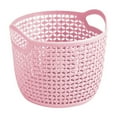 thumbnail image 1 of yulier Round Plastic Storage Basket with Handles, Small Desktop Storage Basket Table Closet Shelf Organizer for Bathroom Kitchen Countertop Home Dorm, 4.13" x 4.92", Pink, 1 of 7