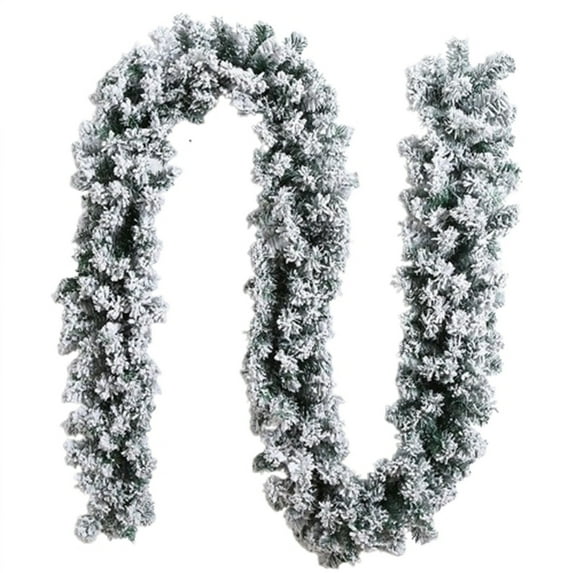 yulier Snow Flocked Christmas Garland, 8.86 FT Snowy Christmas Garland for Home Xmas Holiday Party Fireplace Table Door Indoor Outdoor Decoration